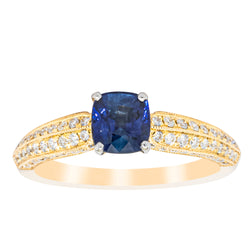 18ct Yellow Gold 1.02ct Sapphire & Diamond Ring - Ring - Walker & Hall