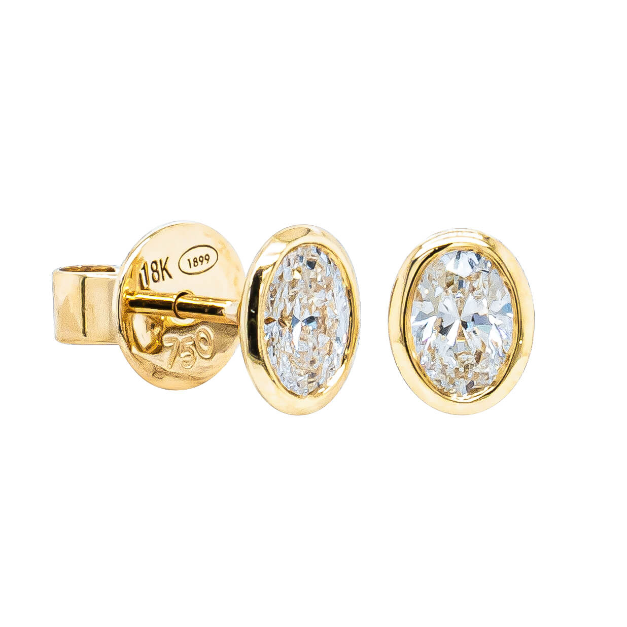 18ct Yellow Gold Oval Diamond Natalia Stud Earrings – Walker