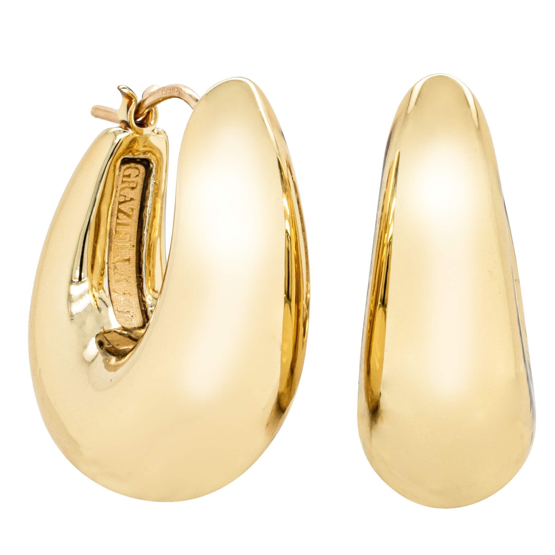 14ct Yellow Gold Hollow Large Oval Hoop Earrings W&H – Walker Hall
