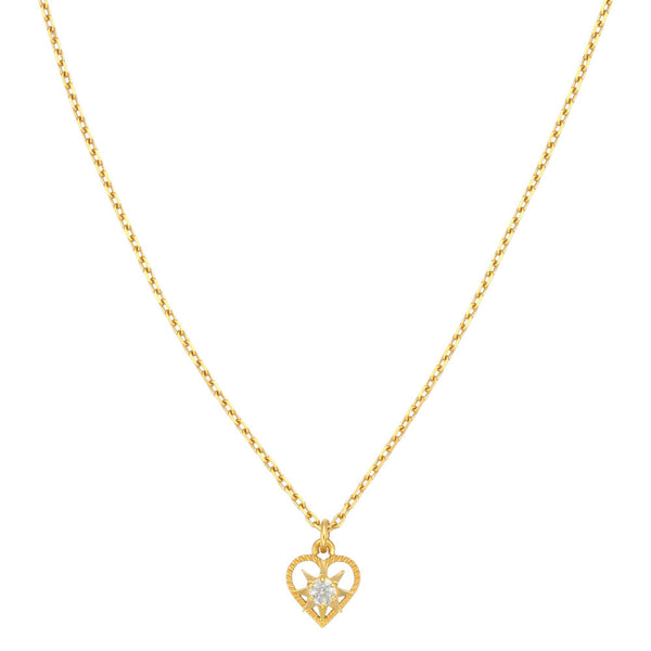 Zoe & Morgan Kind Heart Necklace - Gold Plated & White Zircon - Necklace - Walker & Hall