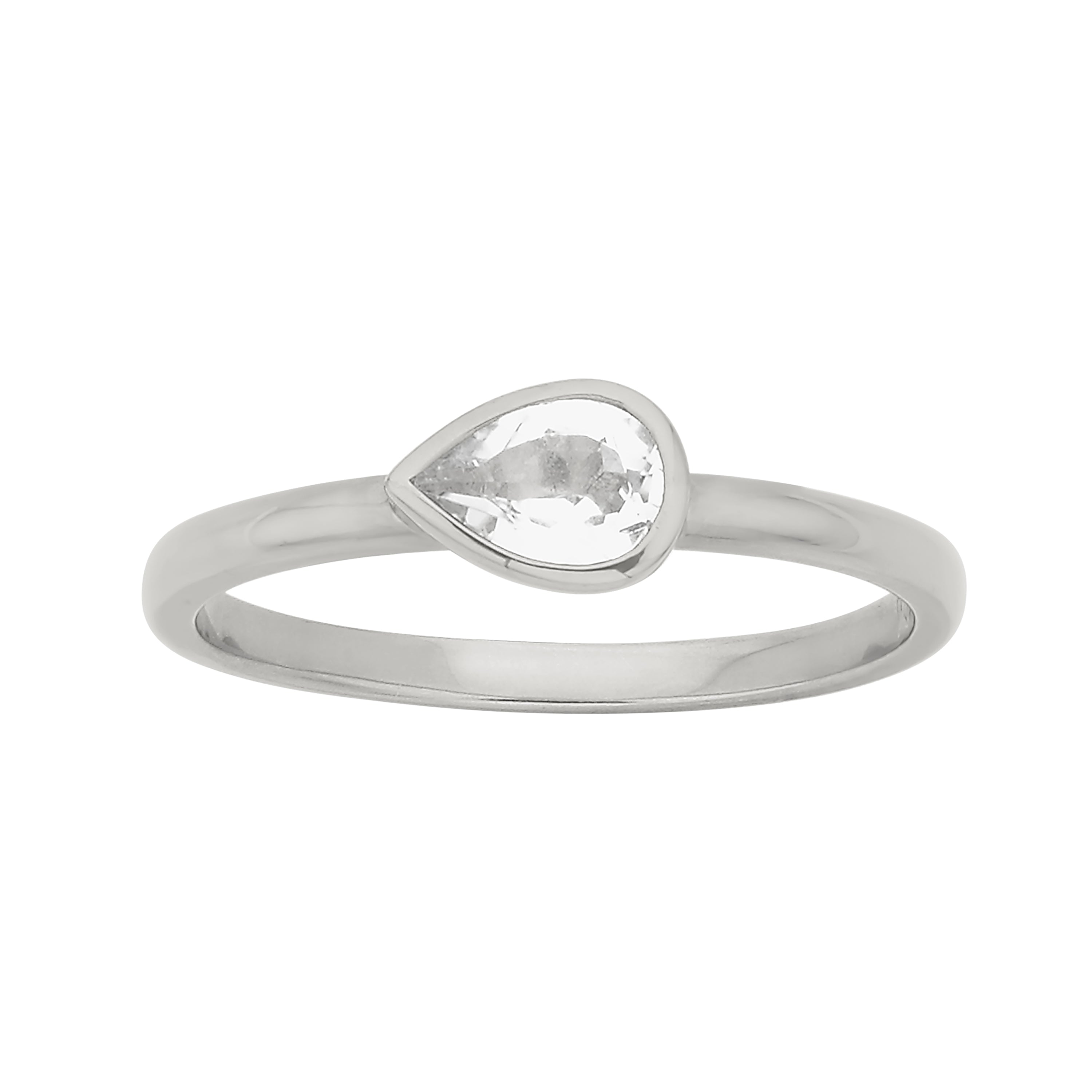 Zoe Morgan Mon Petit Ring Silver Pear White Topaz – Walker