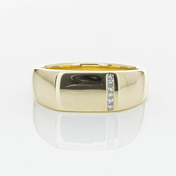 9ct Yellow Gold .06ct Diamond Mens Signet Ring - Ring - Walker & Hall