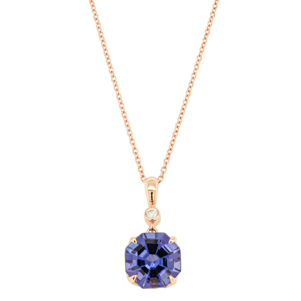 18ct Rose Gold Tanzanite Diamond Octavia Pendant – Walker Hall