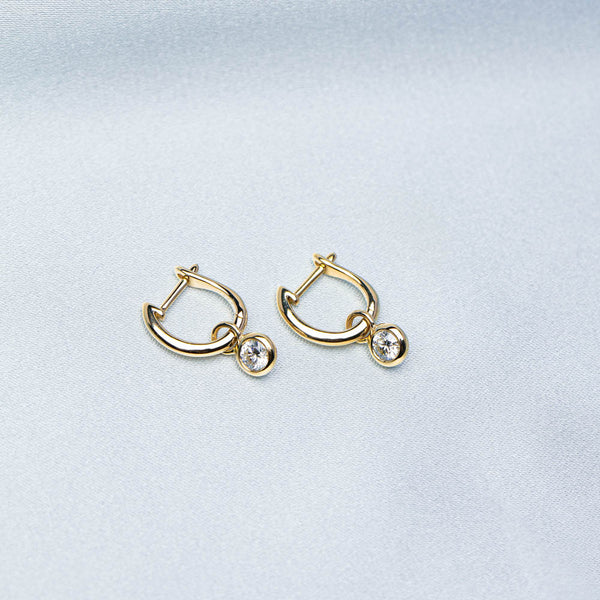 18ct Yellow Gold Diamond Natalia Hoop Earrings - Earrings - Walker & Hall