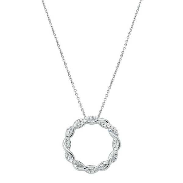 18ct White Gold Diamond Sienna Pendant - Necklace - Walker & Hall