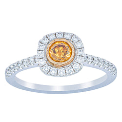 18ct White & Rose Gold Yellow Diamond Ring - Ring - Walker & Hall