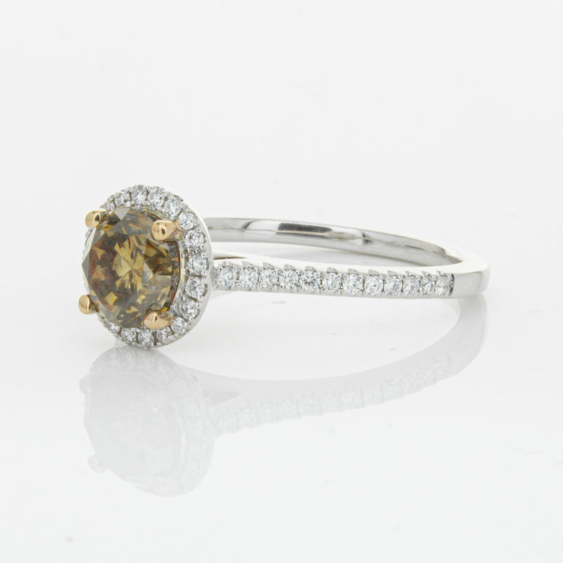 18ct White Gold Mocha Diamond Halo Ring-Ring-Walker & Hall