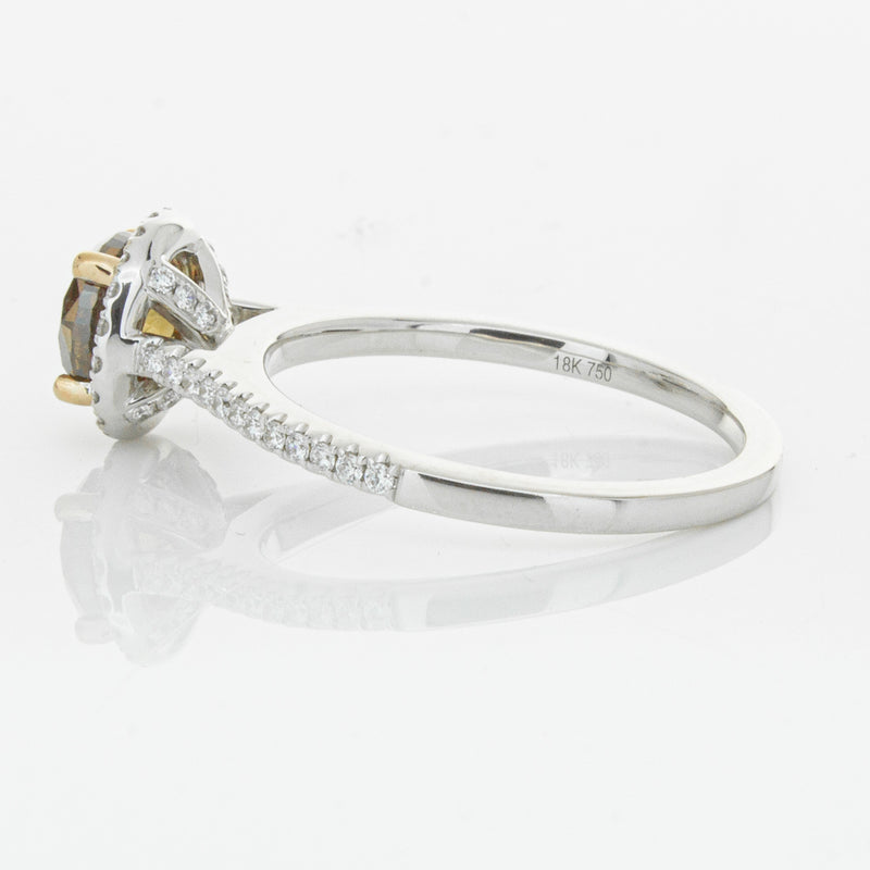 18ct White Gold Mocha Diamond Halo Ring-Ring-Walker & Hall