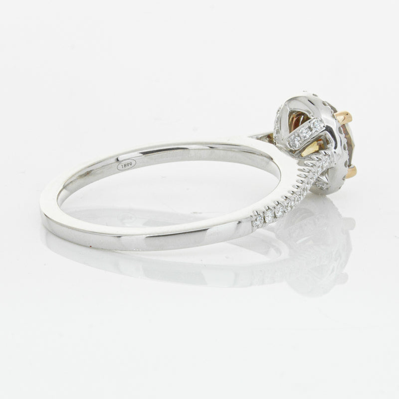 18ct White Gold Mocha Diamond Halo Ring-Ring-Walker & Hall