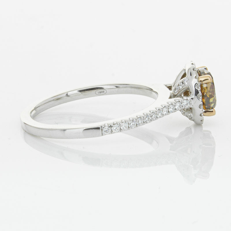 18ct White Gold Mocha Diamond Halo Ring-Ring-Walker & Hall