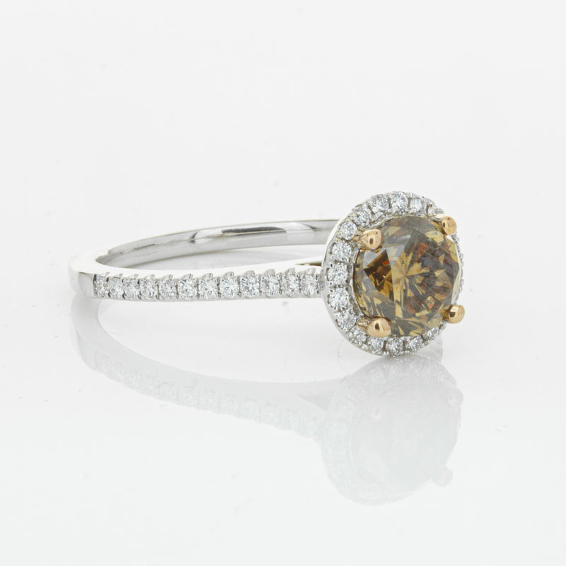 18ct White Gold Mocha Diamond Halo Ring-Ring-Walker & Hall