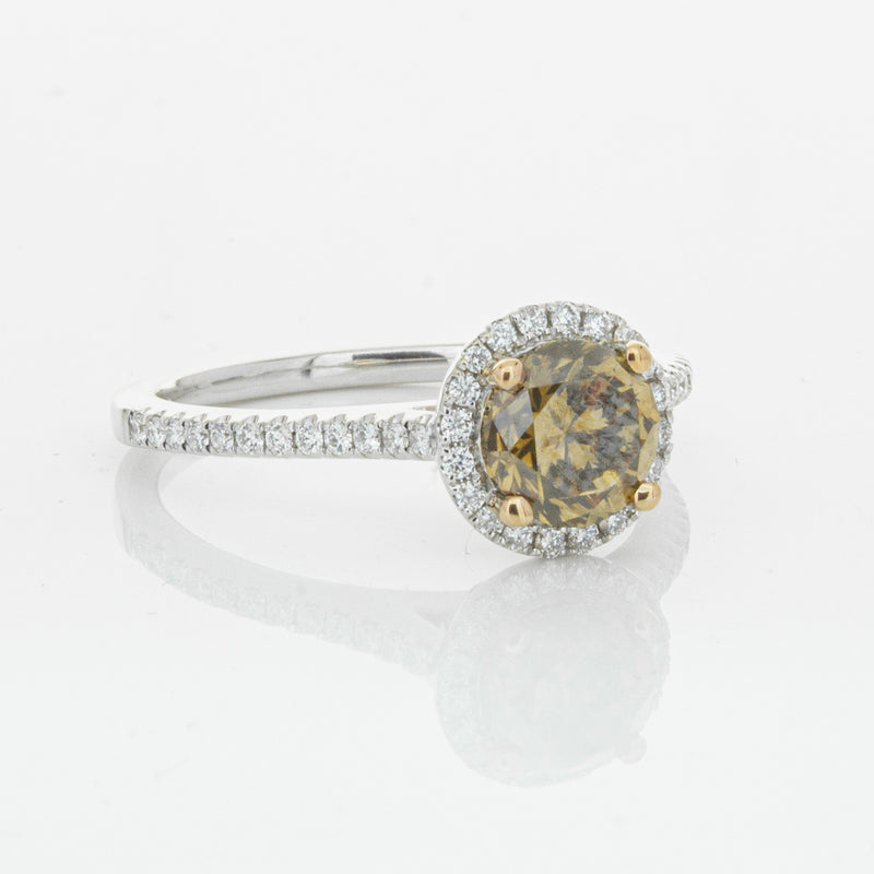 18ct White Gold Mocha Diamond Halo Ring-Ring-Walker & Hall