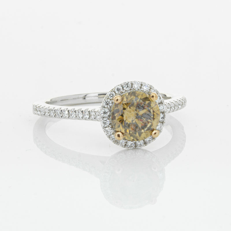 18ct White Gold Mocha Diamond Halo Ring-Ring-Walker & Hall