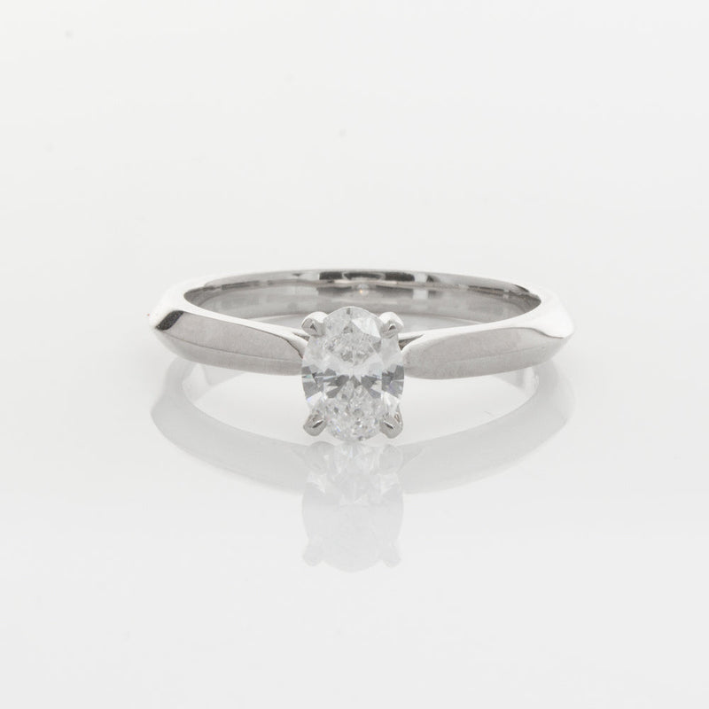 18ct White Gold .50ct Oval Diamond Venetian Ring-Ring-Walker & Hall