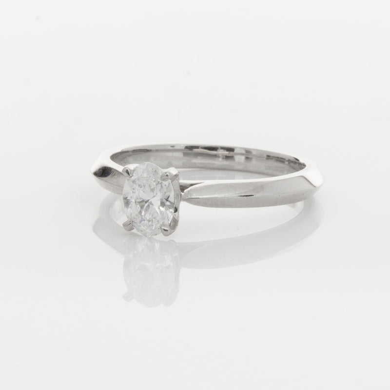 18ct White Gold .50ct Oval Diamond Venetian Ring-Ring-Walker & Hall