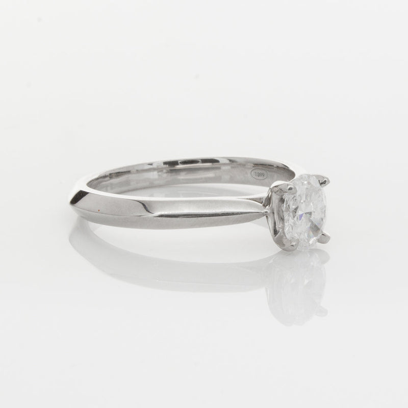 18ct White Gold .50ct Oval Diamond Venetian Ring-Ring-Walker & Hall