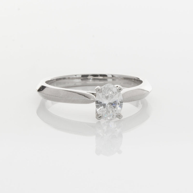 18ct White Gold .50ct Oval Diamond Venetian Ring-Ring-Walker & Hall