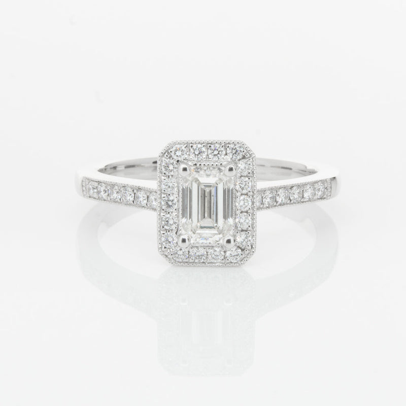 18ct White Gold .49ct Emerald Cut Diamond Aria Ring-Ring-Walker & Hall