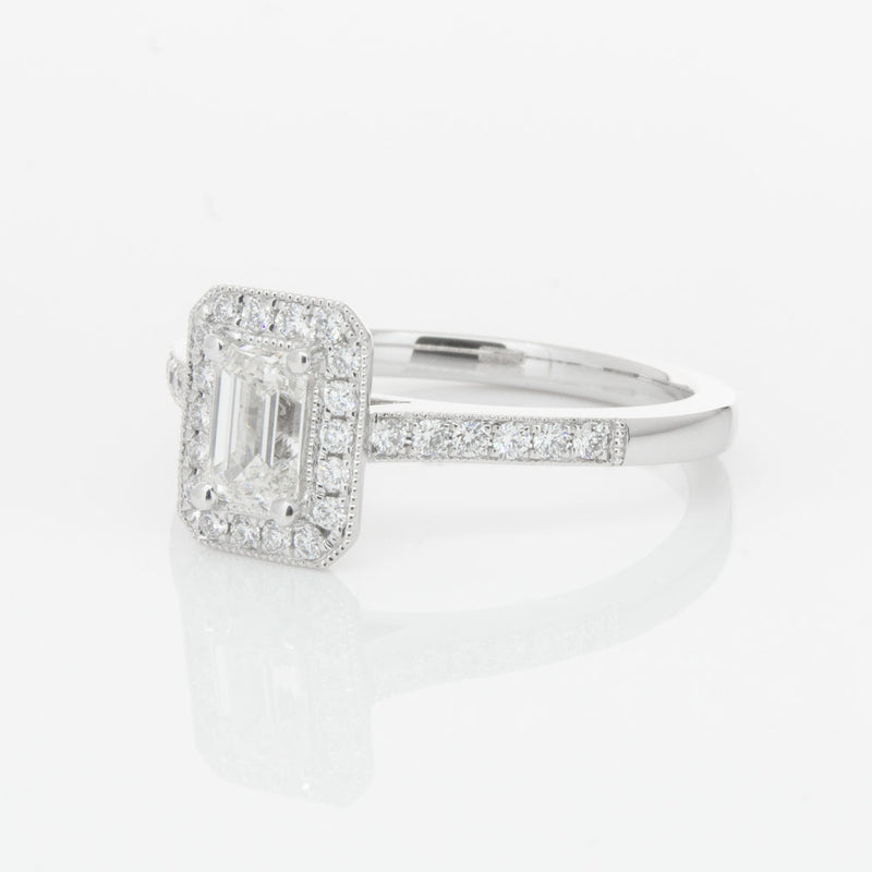 18ct White Gold .49ct Emerald Cut Diamond Aria Ring-Ring-Walker & Hall