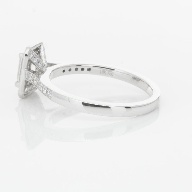 18ct White Gold .49ct Emerald Cut Diamond Aria Ring-Ring-Walker & Hall
