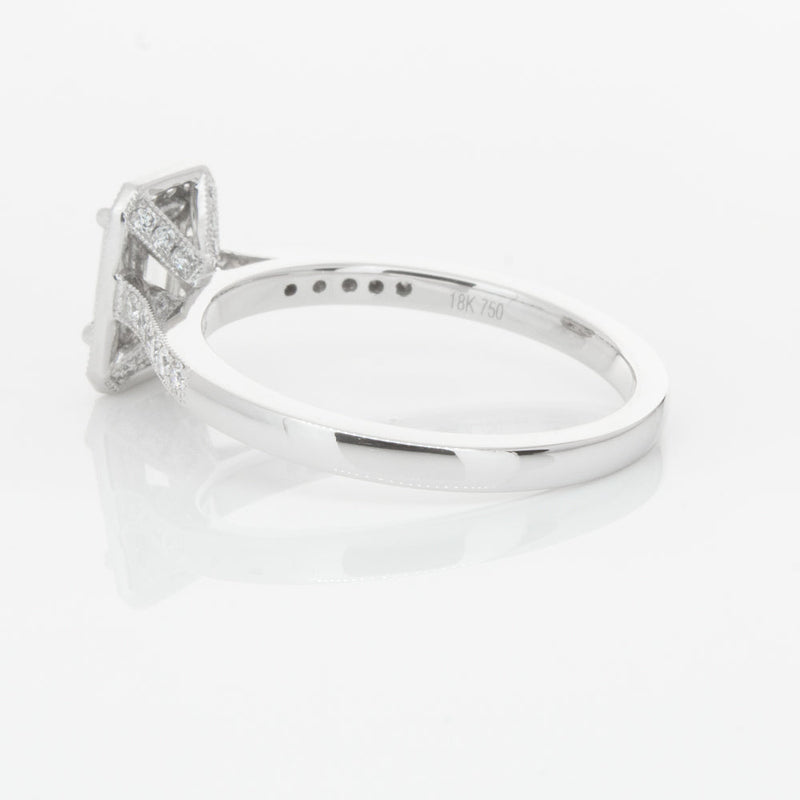 18ct White Gold .49ct Emerald Cut Diamond Aria Ring-Ring-Walker & Hall