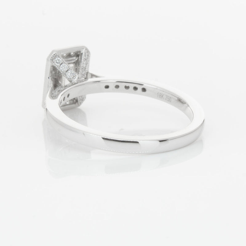 18ct White Gold .49ct Emerald Cut Diamond Aria Ring-Ring-Walker & Hall