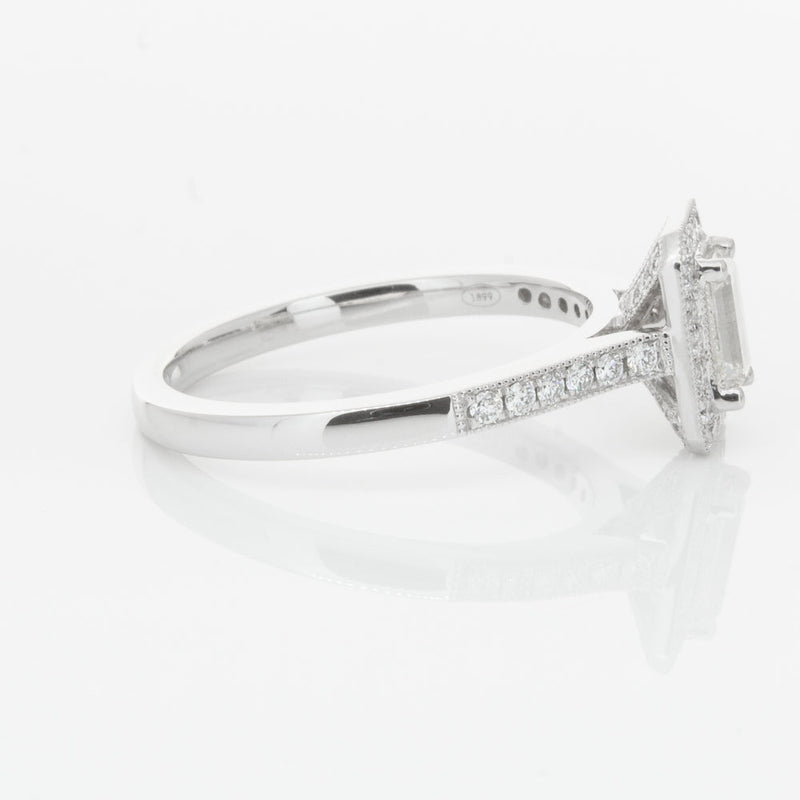 18ct White Gold .49ct Emerald Cut Diamond Aria Ring-Ring-Walker & Hall