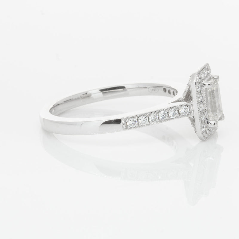 18ct White Gold .49ct Emerald Cut Diamond Aria Ring-Ring-Walker & Hall
