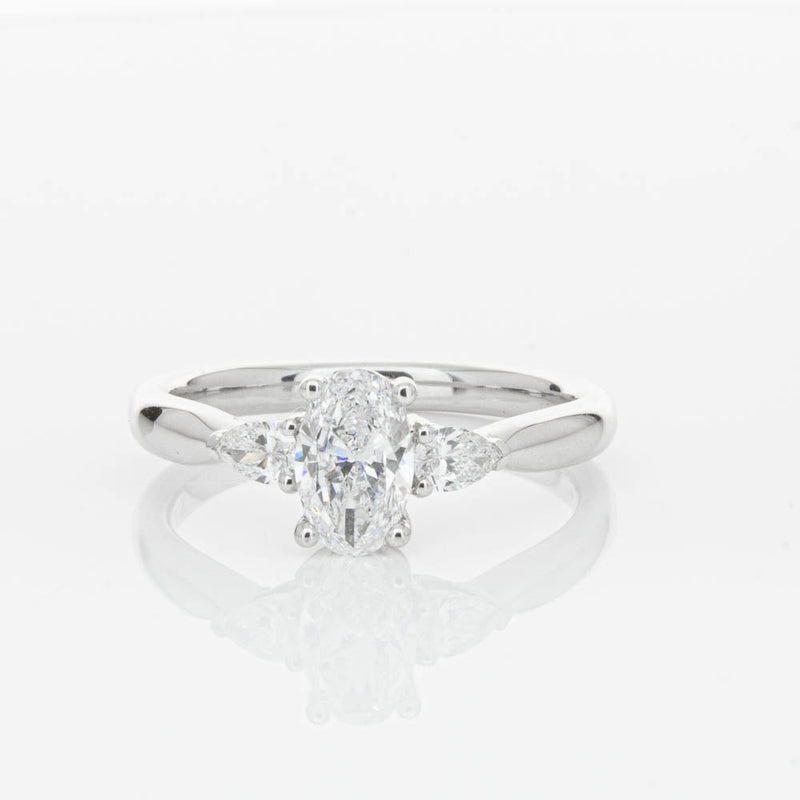 18ct White Gold Oval Cut Diamond Ayla Ring-Ring-Walker & Hall