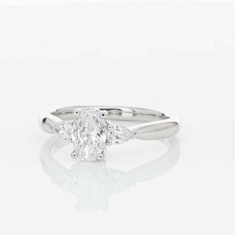 18ct White Gold Oval Cut Diamond Ayla Ring-Ring-Walker & Hall