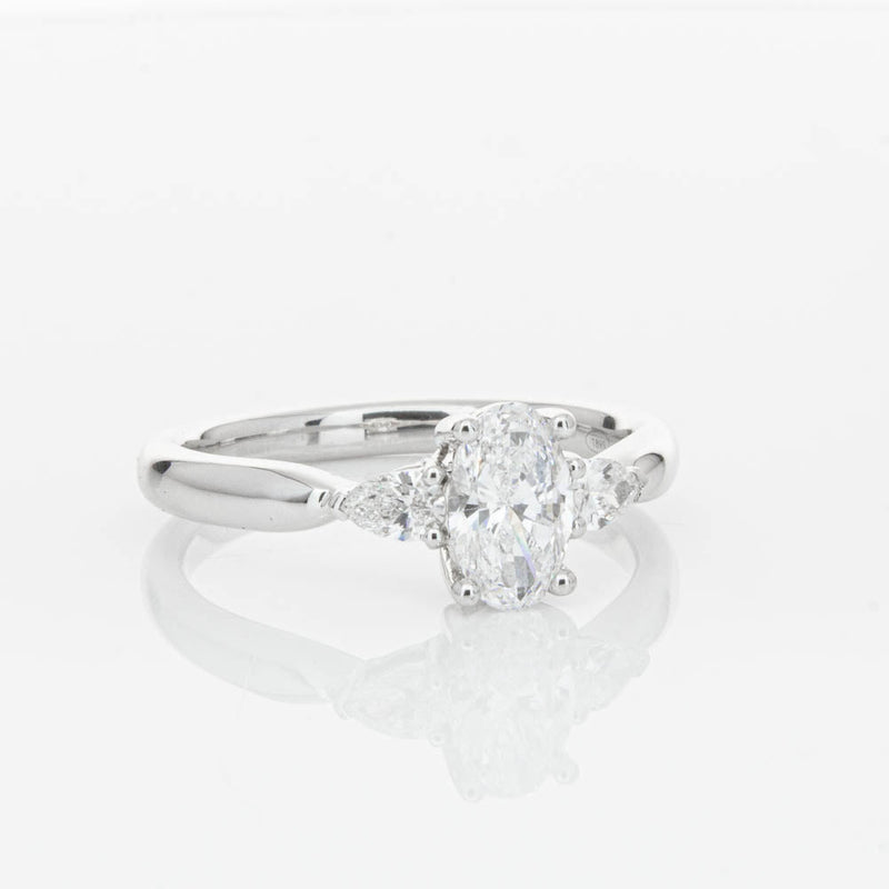 18ct White Gold Oval Cut Diamond Ayla Ring-Ring-Walker & Hall