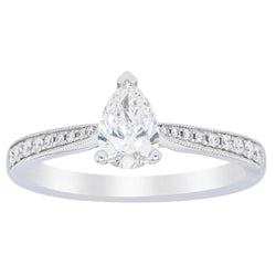 18ct White Gold .50ct Pear Diamond Zenith Ring - Ring - Walker & Hall