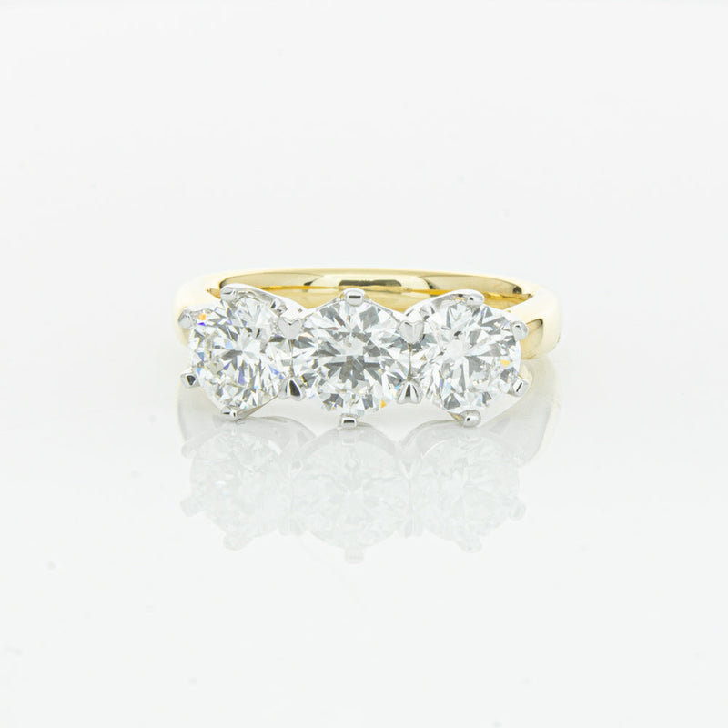 18ct Yellow Gold 2.15ct Diamond Trilogy Ring-Ring-Walker & Hall