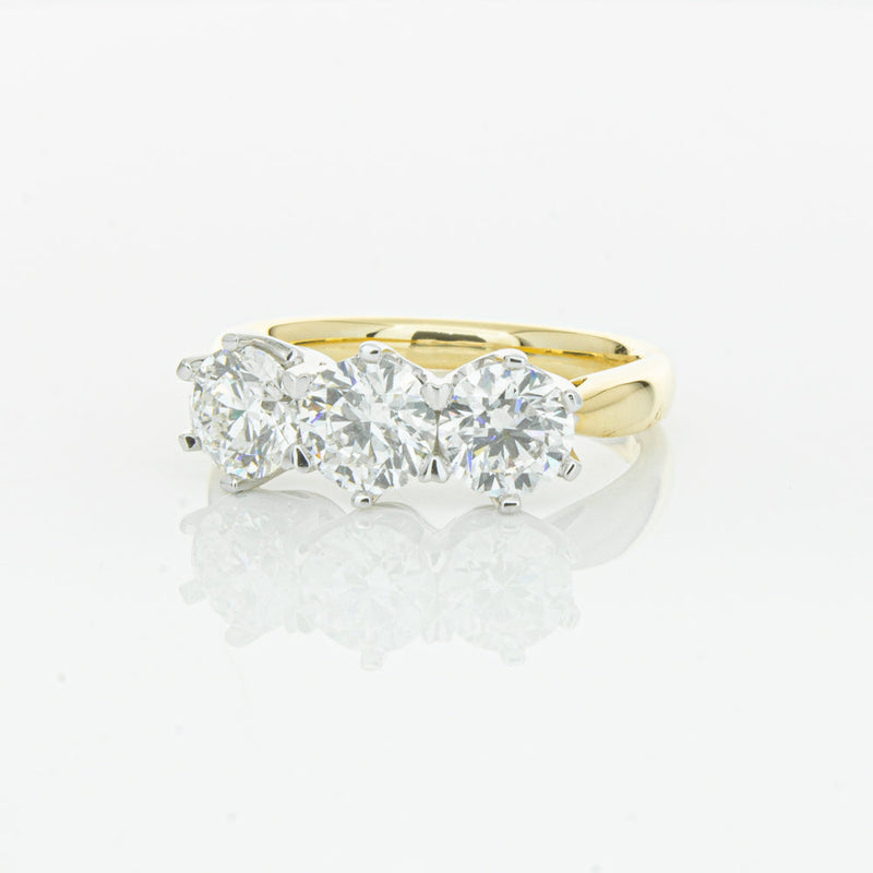 18ct Yellow Gold 2.15ct Diamond Trilogy Ring-Ring-Walker & Hall