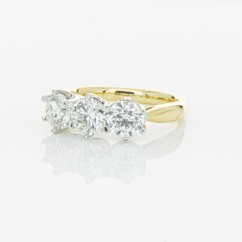 18ct Yellow Gold 2.15ct Diamond Trilogy Ring-Ring-Walker & Hall