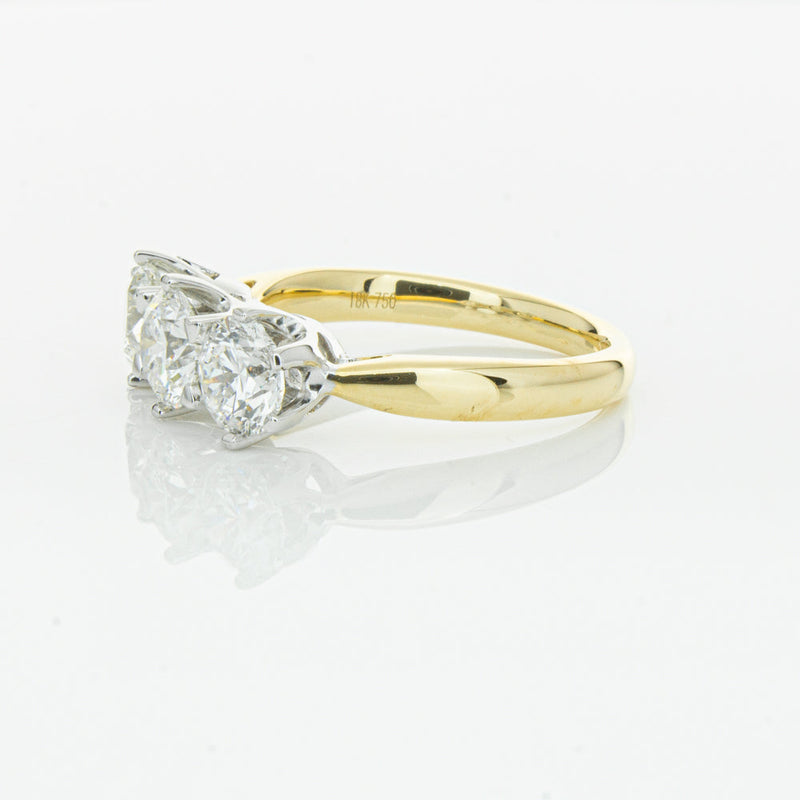 18ct Yellow Gold 2.15ct Diamond Trilogy Ring-Ring-Walker & Hall
