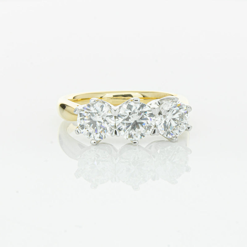 18ct Yellow Gold 2.15ct Diamond Trilogy Ring-Ring-Walker & Hall