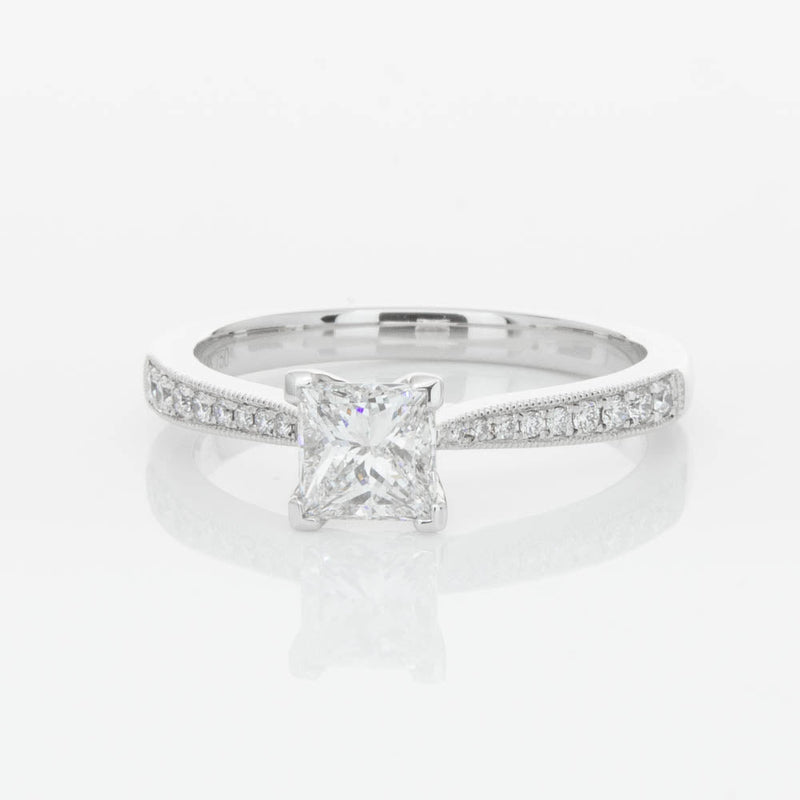 18ct White Gold .70ct Princess Cut Diamond Zenith Ring-Ring-Walker & Hall