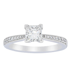 18ct White Gold .70ct Princess Diamond Zenith Ring - Ring - Walker & Hall