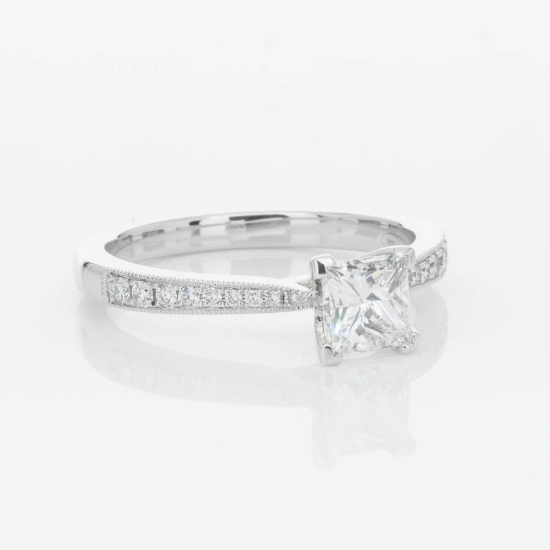 18ct White Gold .70ct Princess Cut Diamond Zenith Ring-Ring-Walker & Hall