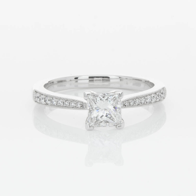 18ct White Gold .70ct Princess Cut Diamond Zenith Ring-Ring-Walker & Hall