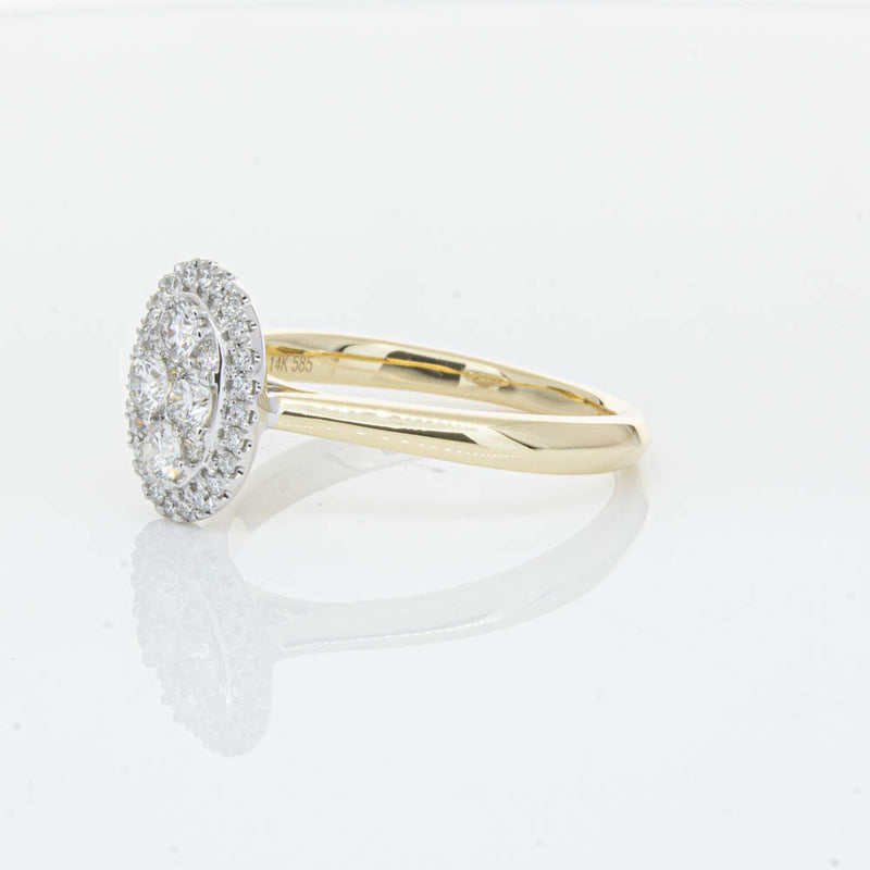 14ct Yellow Gold Diamond Oval Saturn Ring-Ring-Walker & Hall