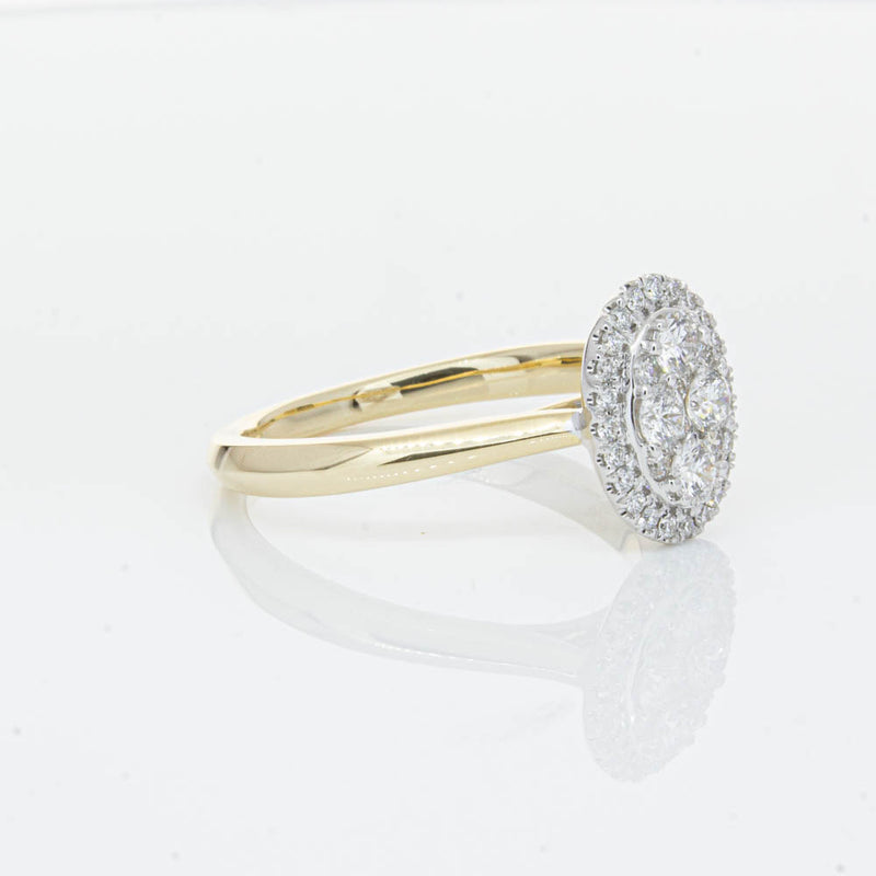 14ct Yellow Gold Diamond Oval Saturn Ring-Ring-Walker & Hall