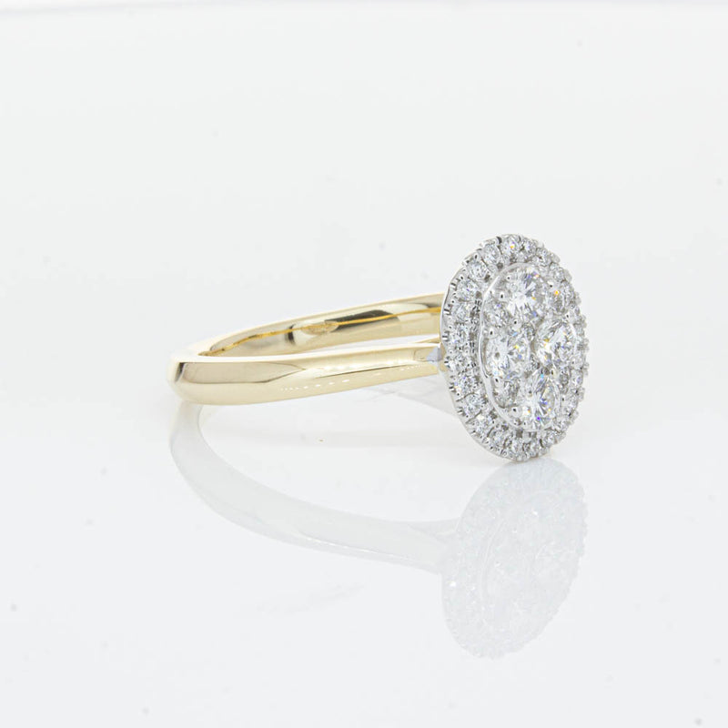 14ct Yellow Gold Diamond Oval Saturn Ring-Ring-Walker & Hall