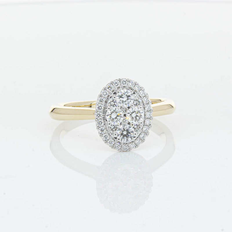 14ct Yellow Gold Diamond Oval Saturn Ring-Ring-Walker & Hall