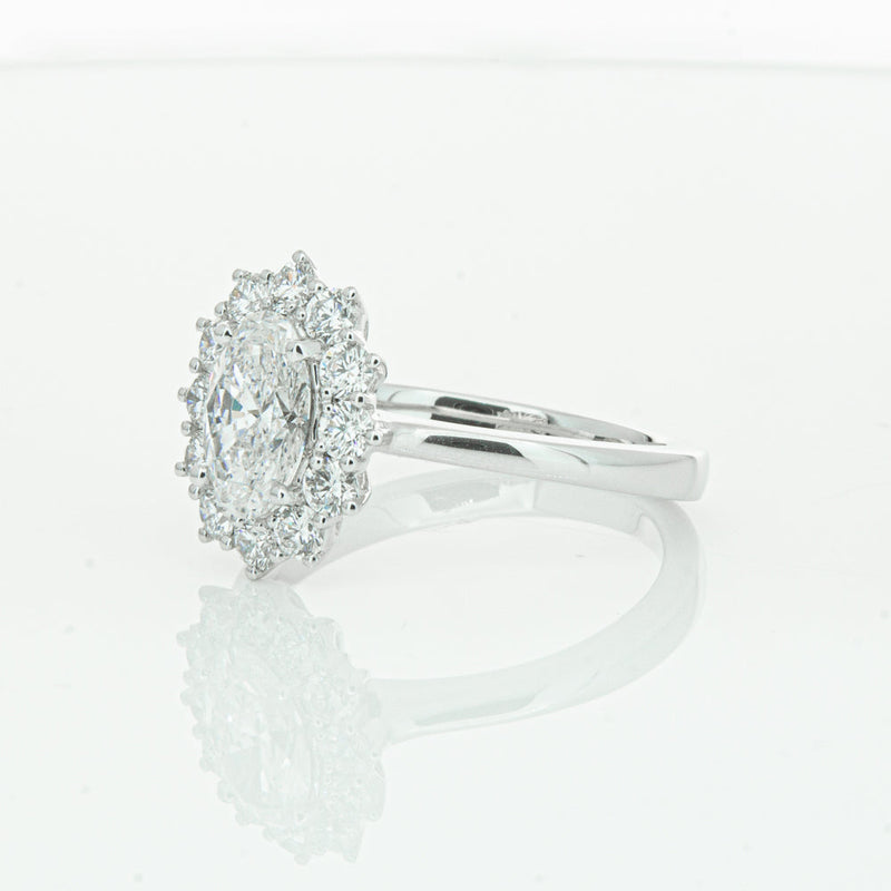 18ct White Gold 1.00ct Oval Cut Diamond Belle Ring-Ring-Walker & Hall