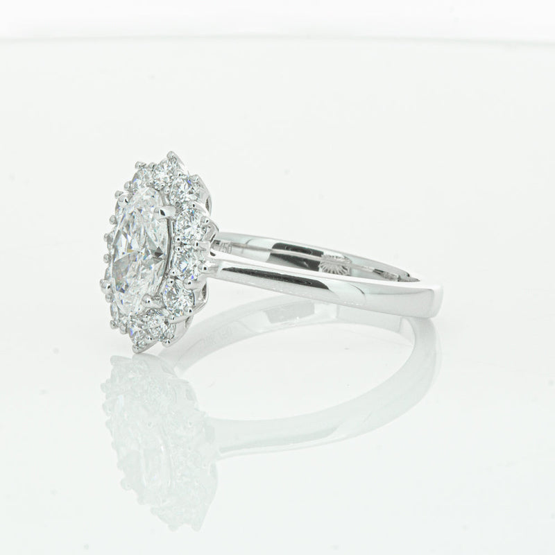 18ct White Gold 1.00ct Oval Cut Diamond Belle Ring-Ring-Walker & Hall