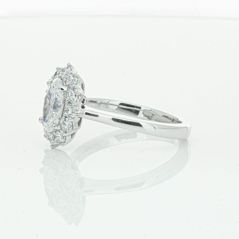 18ct White Gold 1.00ct Oval Cut Diamond Belle Ring-Ring-Walker & Hall
