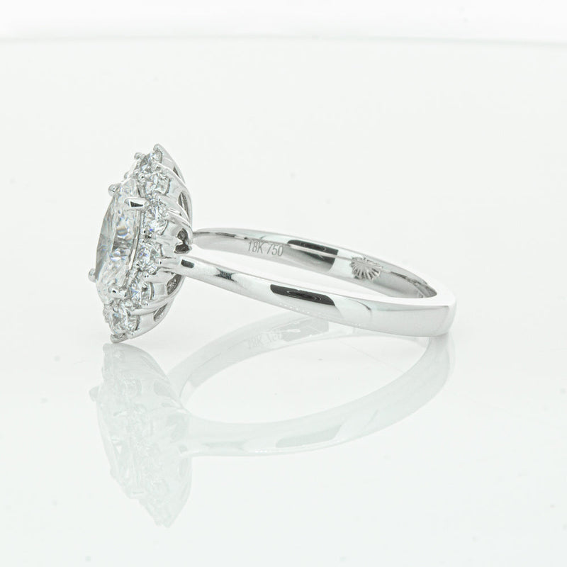 18ct White Gold 1.00ct Oval Cut Diamond Belle Ring-Ring-Walker & Hall