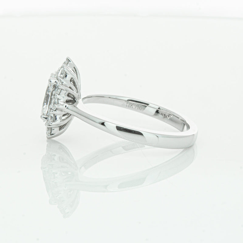 18ct White Gold 1.00ct Oval Cut Diamond Belle Ring-Ring-Walker & Hall
